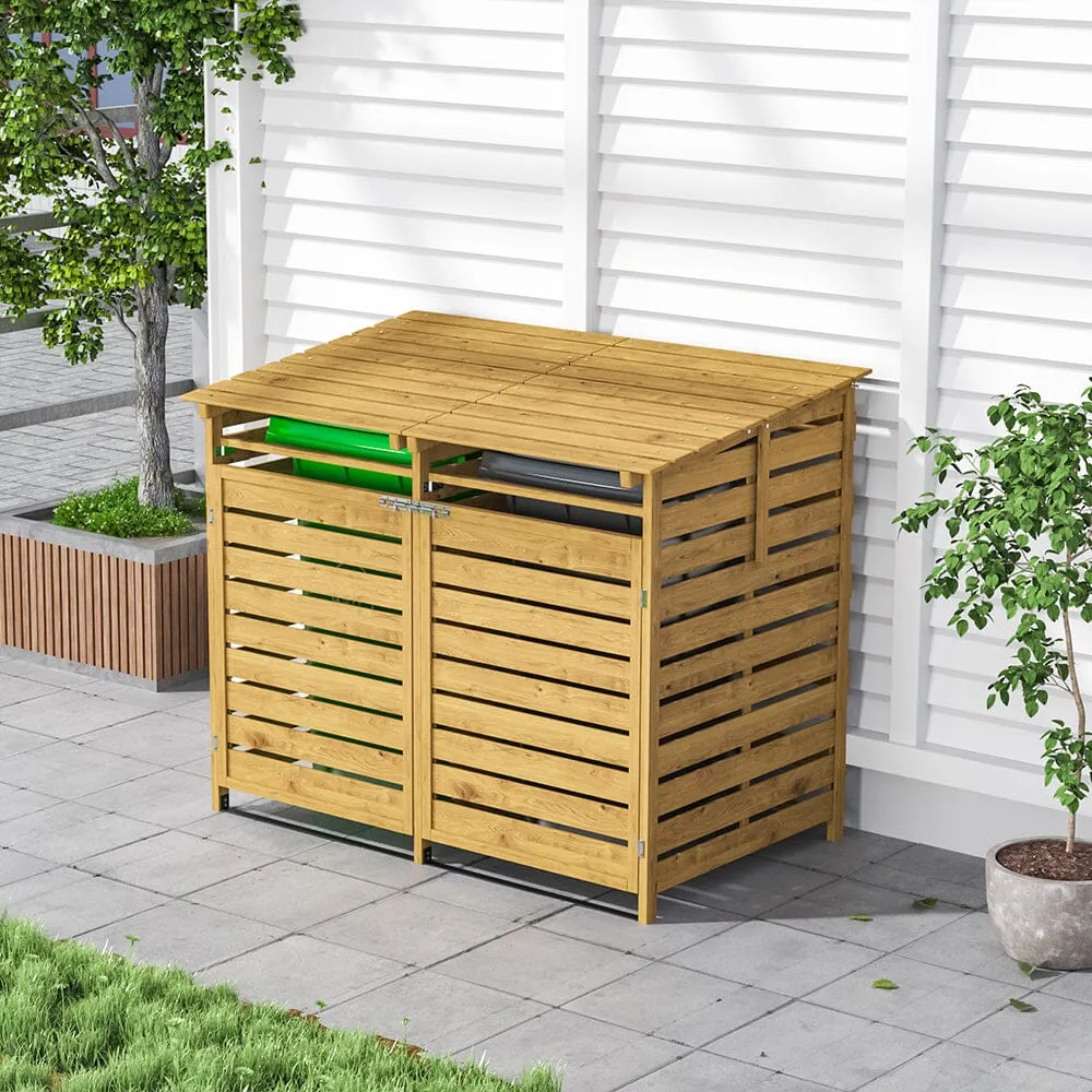 4ft/6ft Outdoor Bin Storage Shed with Lockable Doors - Spruce Wood product