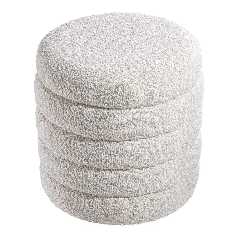 5-Tier Storage Footstool - Off-White, Fleece product