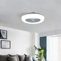 55cm Ceiling Fan with LED Light and Remote Control - Grey