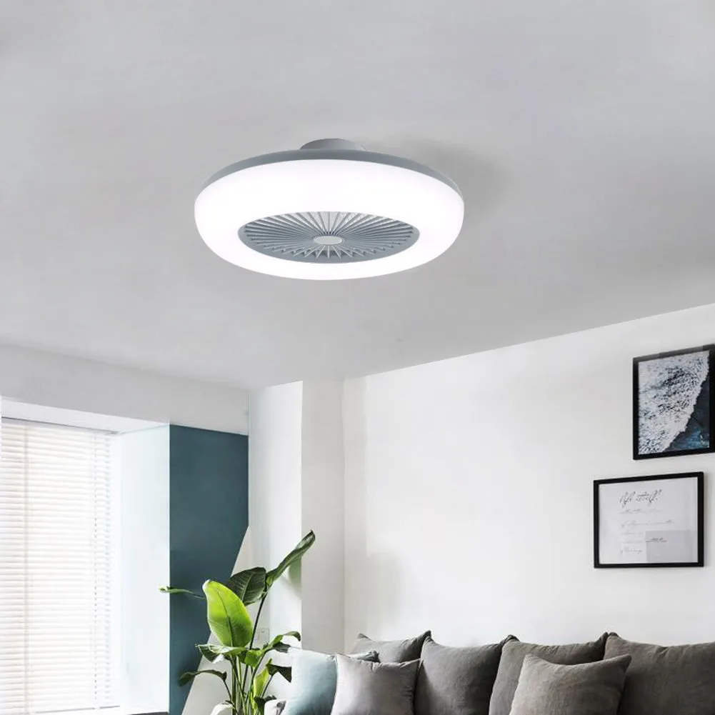 55cm Ceiling Fan with LED Light and Remote Control - Grey image