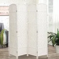 6 Panel Folding Room Divider - White, Wood