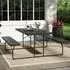 6-Seater Foldable Picnic Table Set with Parasol Hole - Black