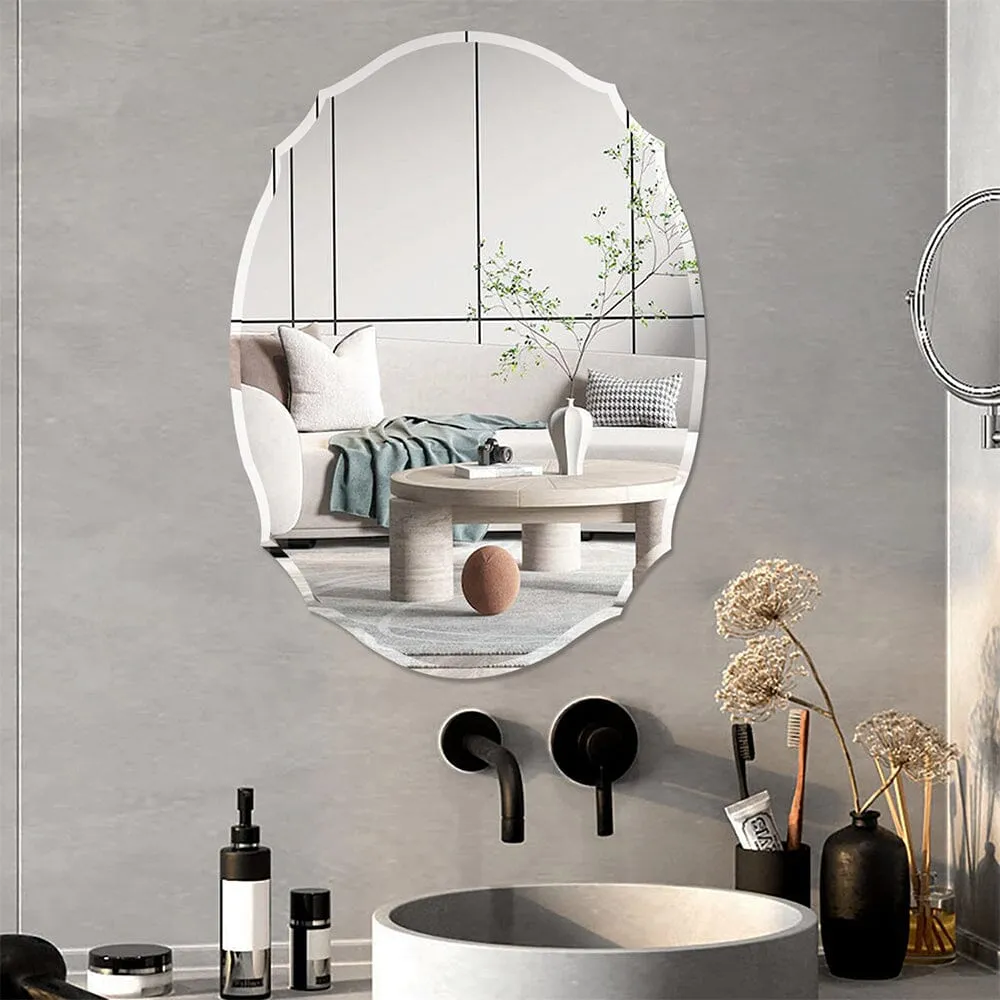 60cm H Ellipse Wall Mounted Mirror with Beveled Edge image