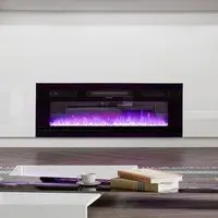 70 inch TV Stand with Electric Fireplace - Black, MDF