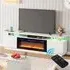 70 inch TV Stand with Electric Fireplace - White, MDF