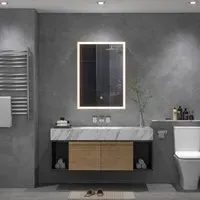 70cm Rectangular LED Bathroom Mirror with Wall Mount Cabinet