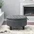 70cm Round Storage Ottoman Footstool - Grey