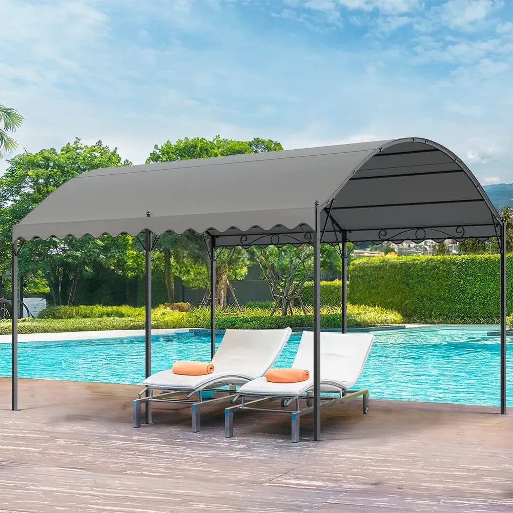 9ft Arched Pergola with Shade - Dark Grey, Metal image