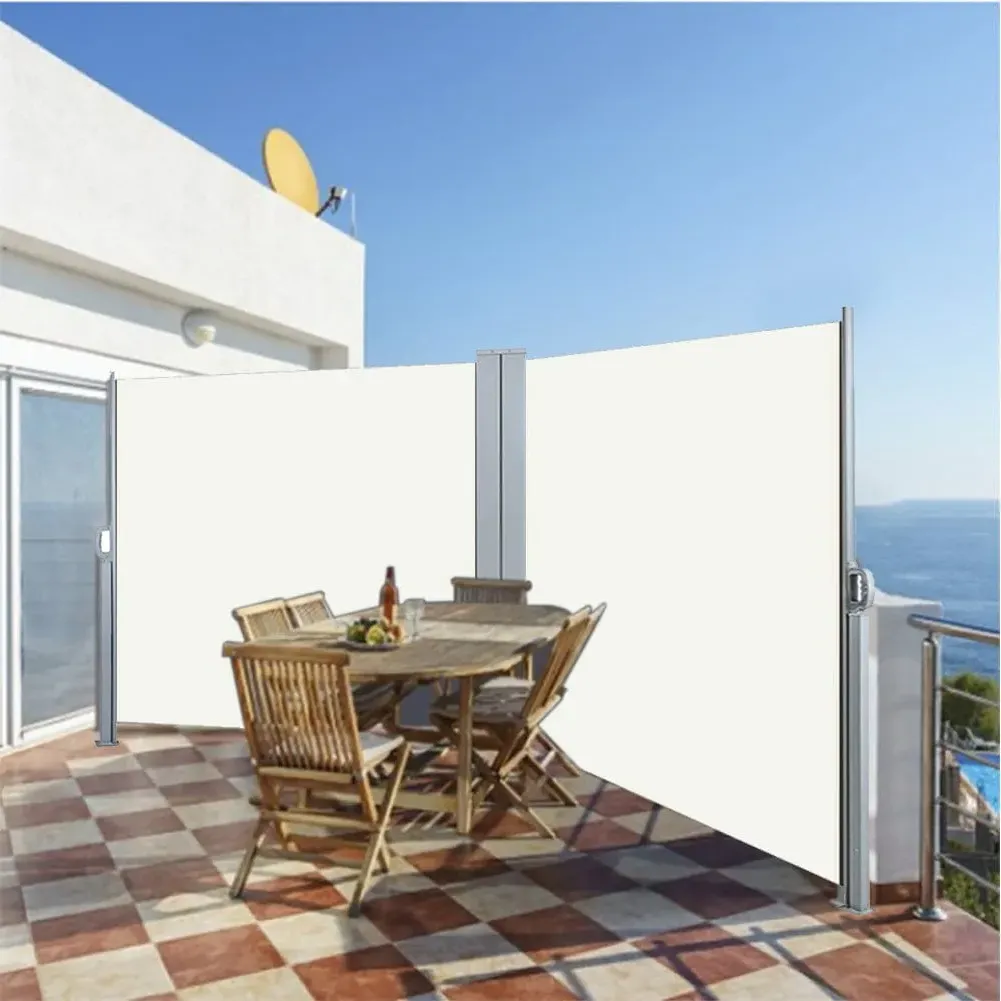9ft Retractable Double Side Awning - White, Steel & Polyester product