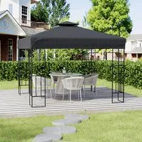 9ft Steel Outdoor Pergola - Deep Gray, Polyester alternate view