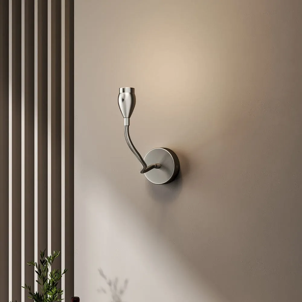 Adjustable Gooseneck LED Wall Light - Silver, Metal image