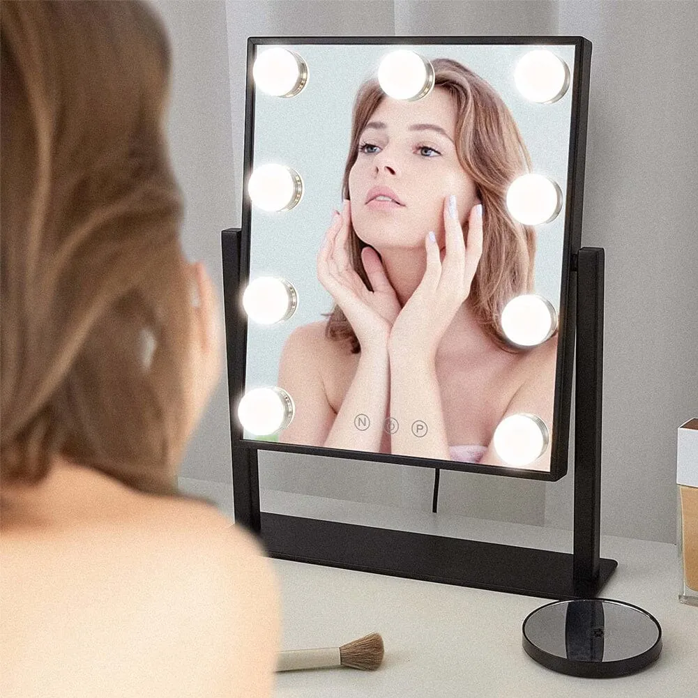 Adjustable LED Vanity Mirror with Touch Control - Black