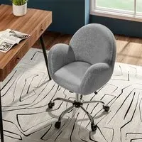 Adjustable Office Chair with Armrests - Grey, Plush Fabric