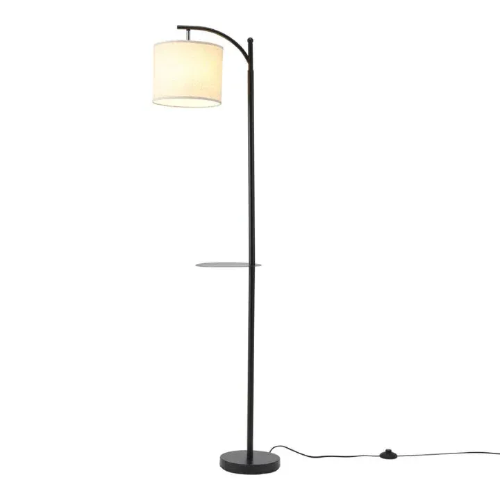 Arc Floor Lamp with Adjustable Shade - Black, Metal image