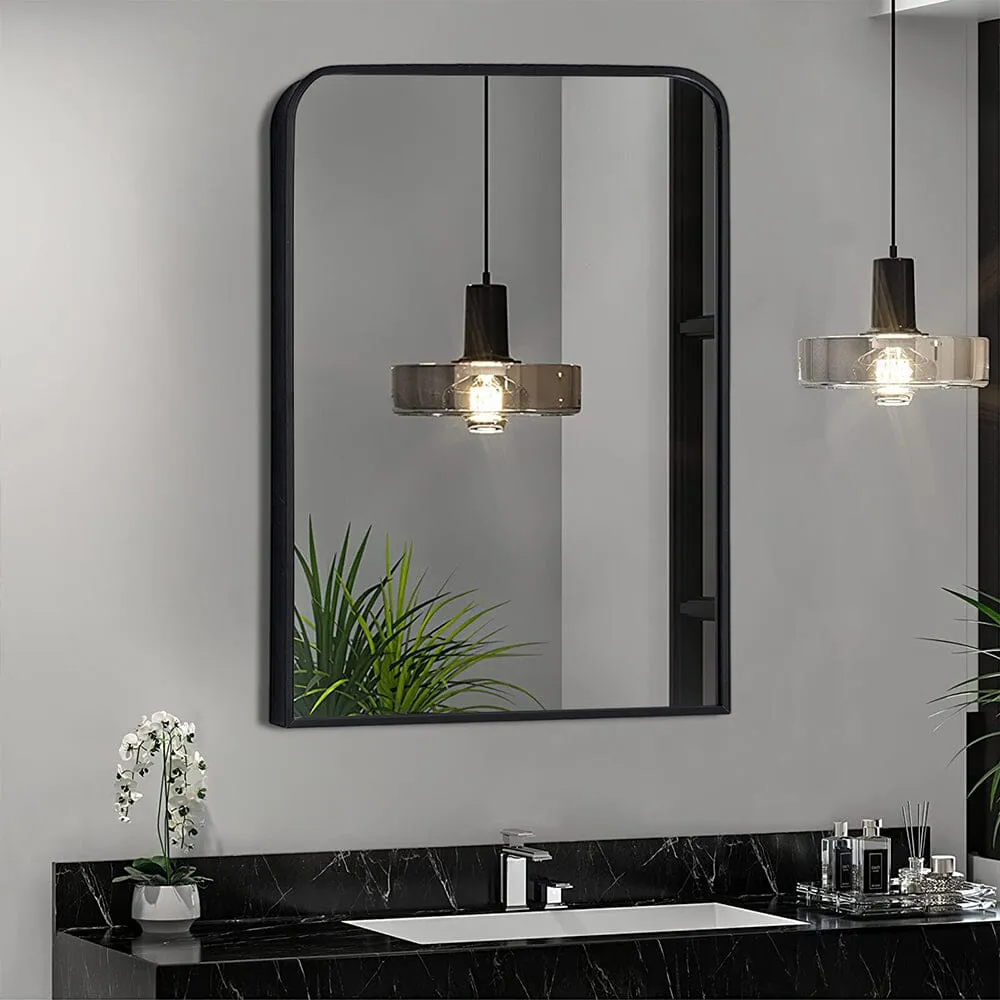 Arched Wall Mirror - Black, Aluminum Alloy