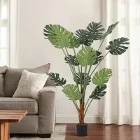 Artificial Monstera Tree in Pot - Green