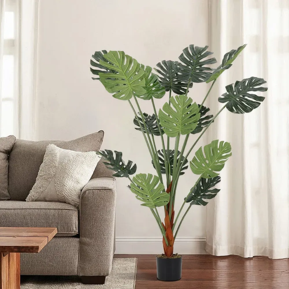 Artificial Monstera Tree in Pot - Green