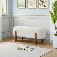 Boucle Bench with Walnut Wood Legs - Beige alternate view