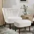 Boucle Teddy Accent Chair with Footstool - White