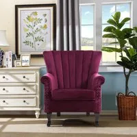 Button Tufted Armchair with Throw Pillow - Velvet