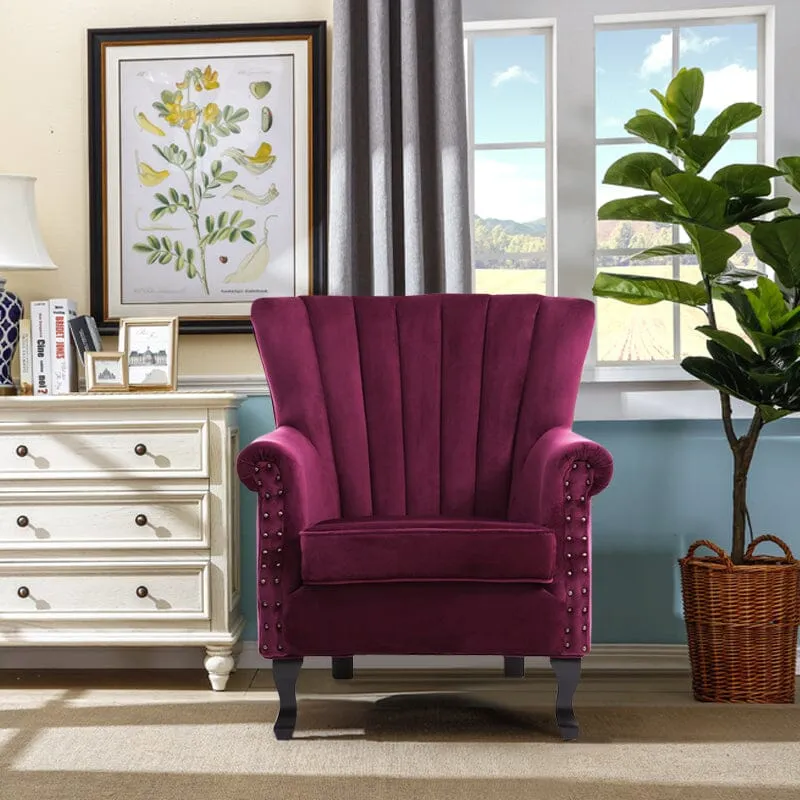 Button Tufted Armchair with Throw Pillow - Velvet image