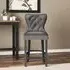 Buttoned Bar Stool - Grey, Velvet