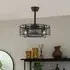 Ceiling Fan with Light Metal Mesh Cage - Black