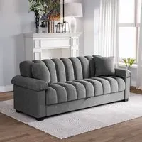 Channel Sleeper Sofa Bed - Grey, Fabric