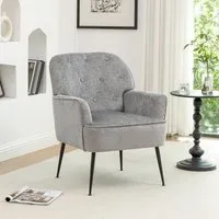 Chenille Accent Chair with Metal Legs - Off-White, Chenille alternate view