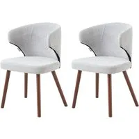Chenille Dining Chair Set of 2 Curved Back - Walnut Oak Legs alternate view