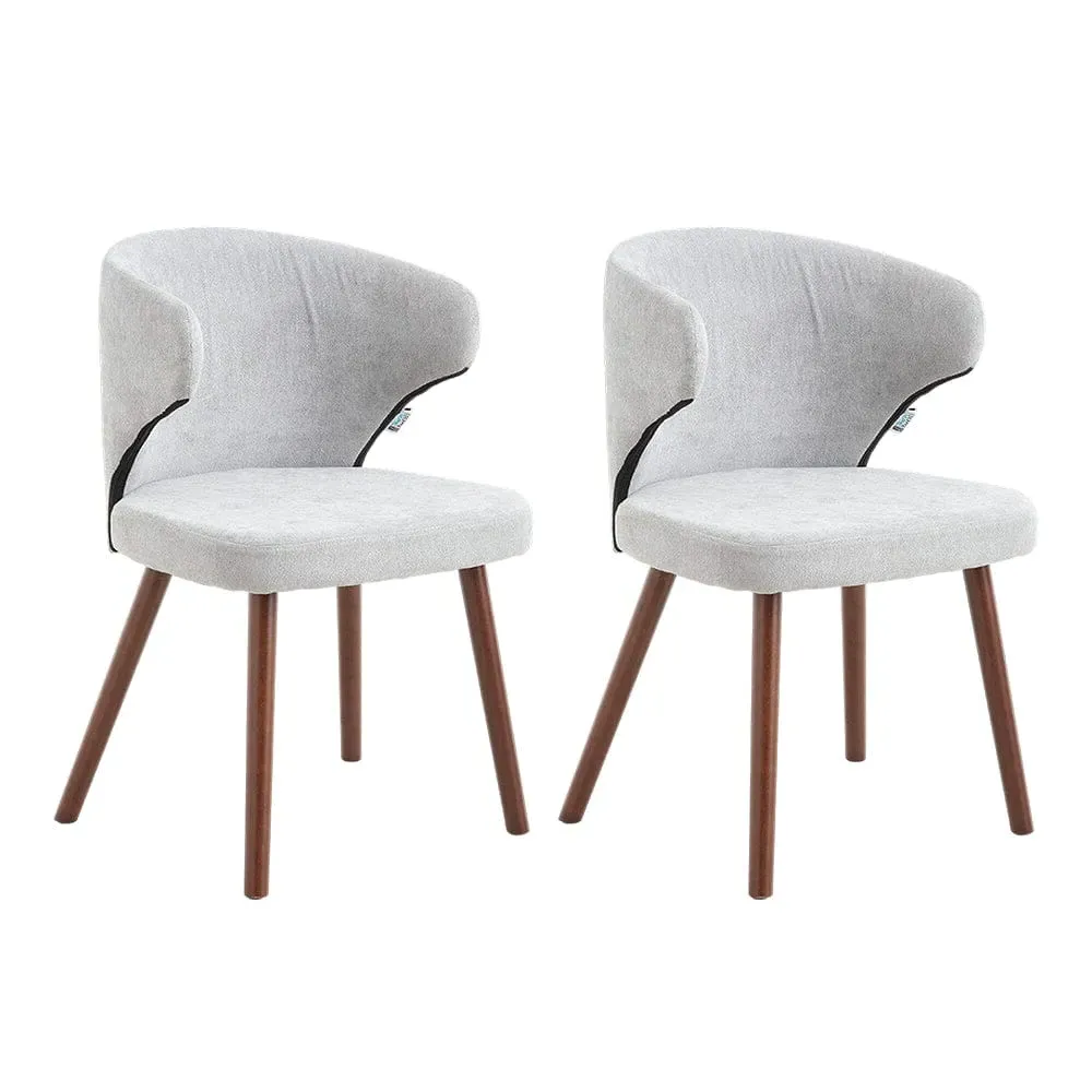 Chenille Dining Chair Set of 2 Curved Back - Walnut Oak Legs product