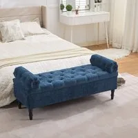 Chenille Upholstered Storage Bench with Lift-Up Seat - Black alternate view