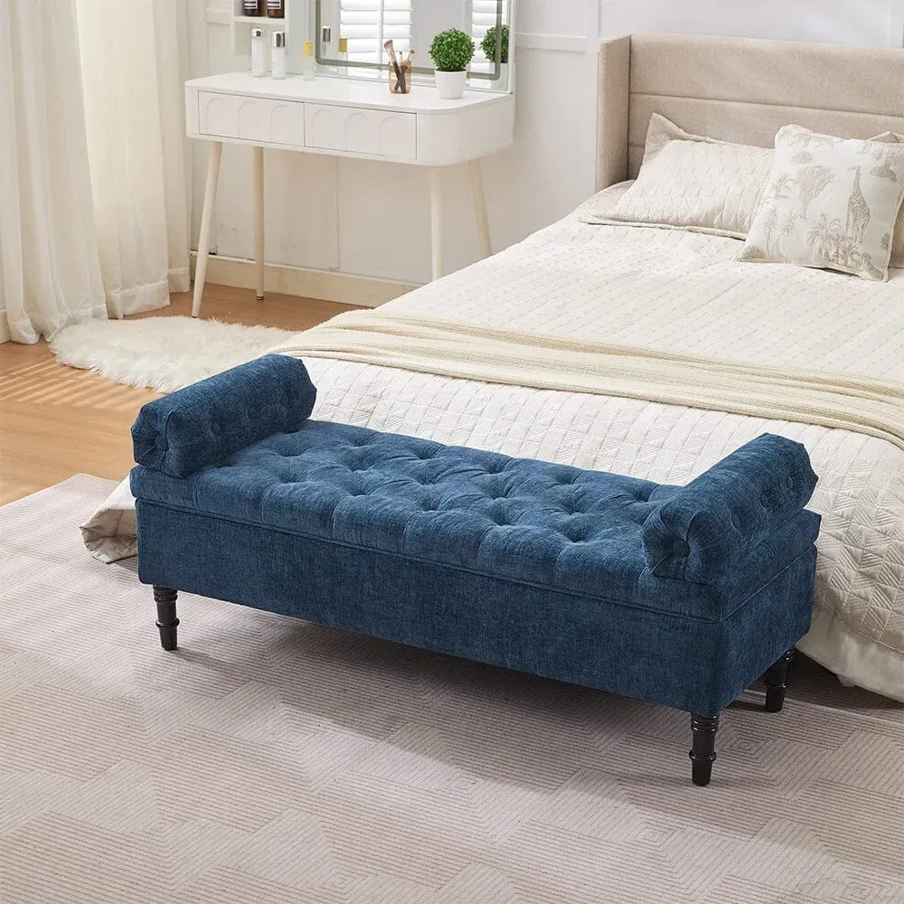 Chenille Upholstered Storage Bench with Lift-Up Seat - Black product