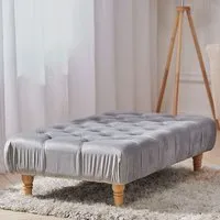 Chesterfield Tufted Ottoman Bench - Grey, Velvet alternate view