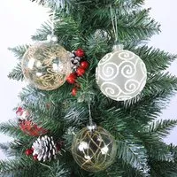 Christmas Glass Painted Round Ball Decorations Set of 4 alternate view
