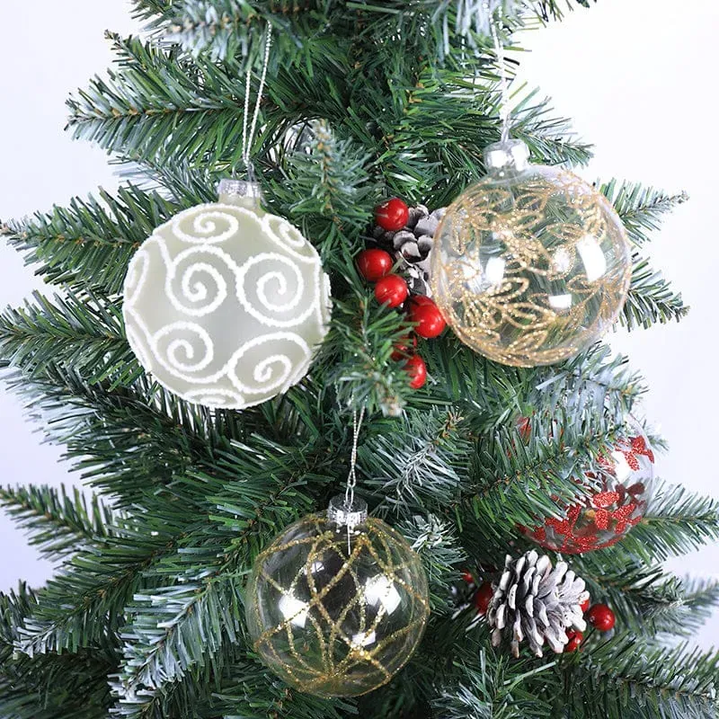 Christmas Glass Painted Round Ball Decorations Set of 4 product