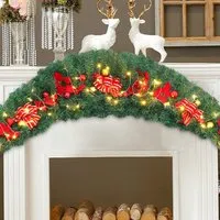 Christmas Rattan Garland 1.8m with Bows and Balls - Green, Rattan alternate view