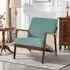 Corduroy Armchair with Rattan Armrest - Green