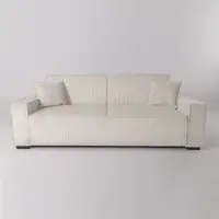 Corduroy Sofa Bed with Adjustable Backrest - Beige