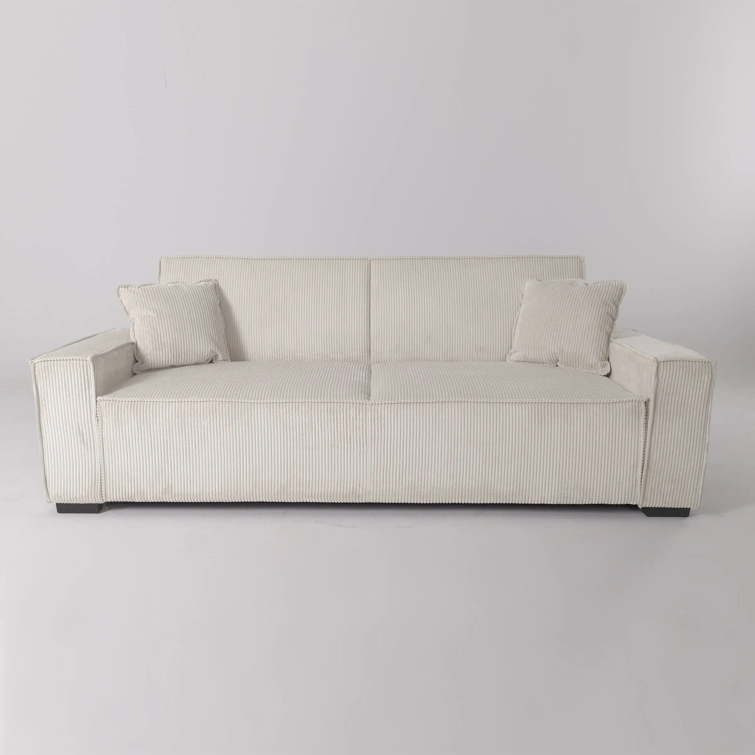 Corduroy Sofa Bed with Adjustable Backrest - Beige image