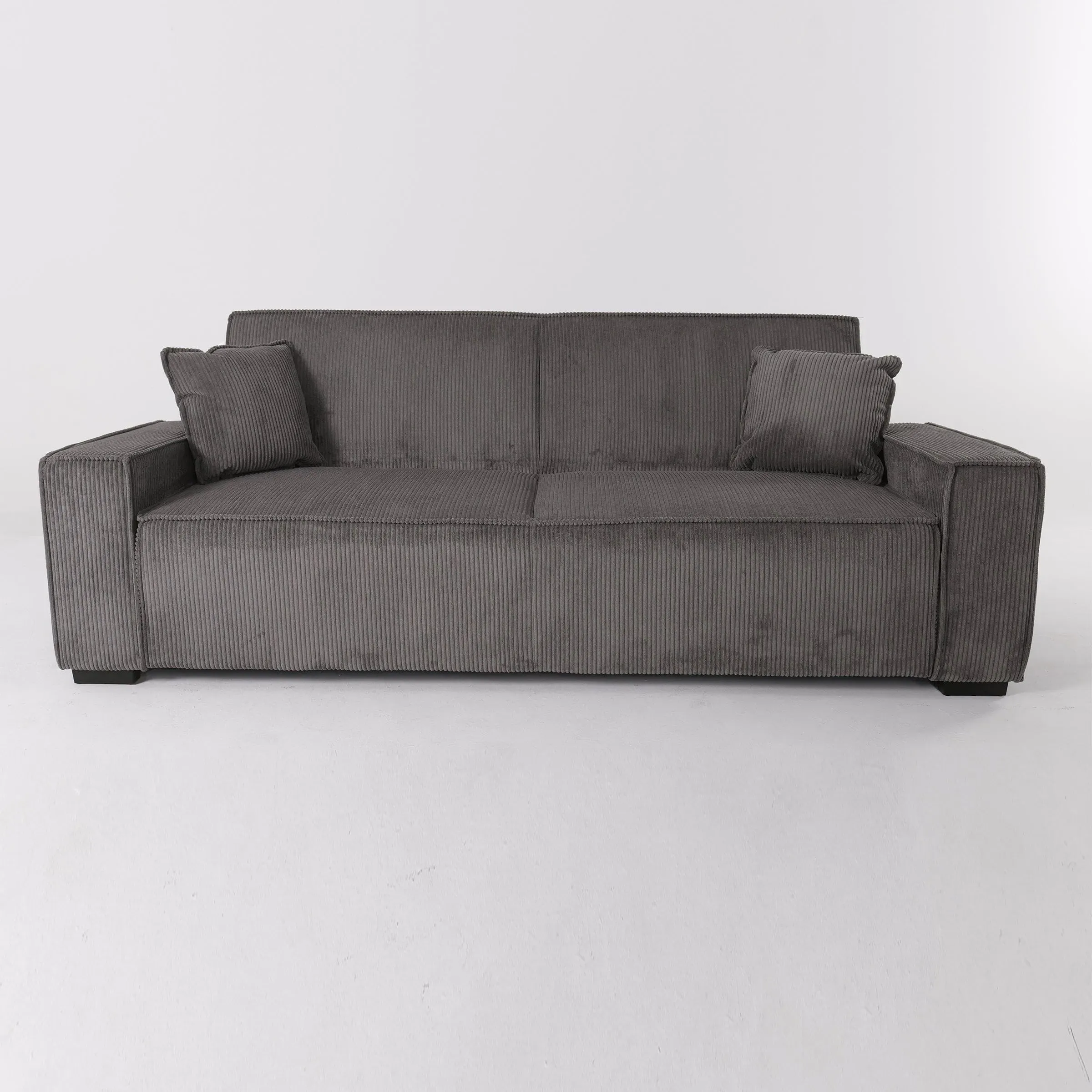 Corduroy Sofa Bed with Adjustable Backrest - Grey