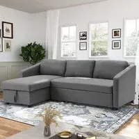 Corner Sofa Bed 3-Seater with Storage - Grey