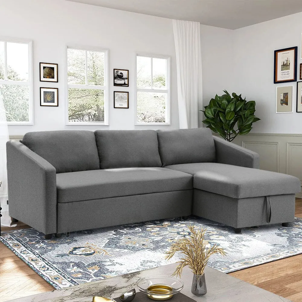 Corner Sofa Bed 3-Seater with Storage - Grey image