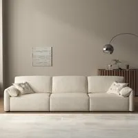 Cottonfy 3-Seater Modular Chaise Sofa Bed with Remote - Off-White