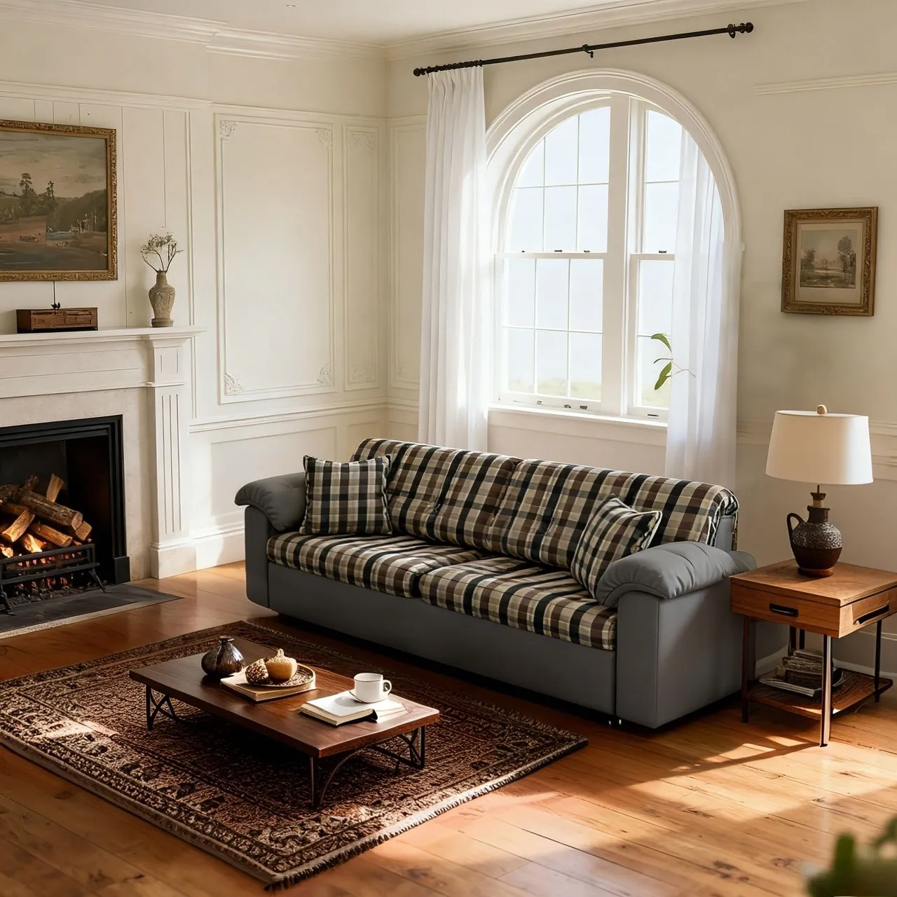 Cottonfy 3-Seater Sofa Bed with Storage - Plaid