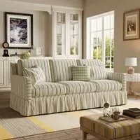 Cottonfy 3-Seater Sofa with Removable Covers - Blue Pinstripe
