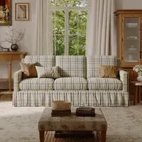 Cottonfy 3-Seater Sofa with Skirted Base - Blue Gingham