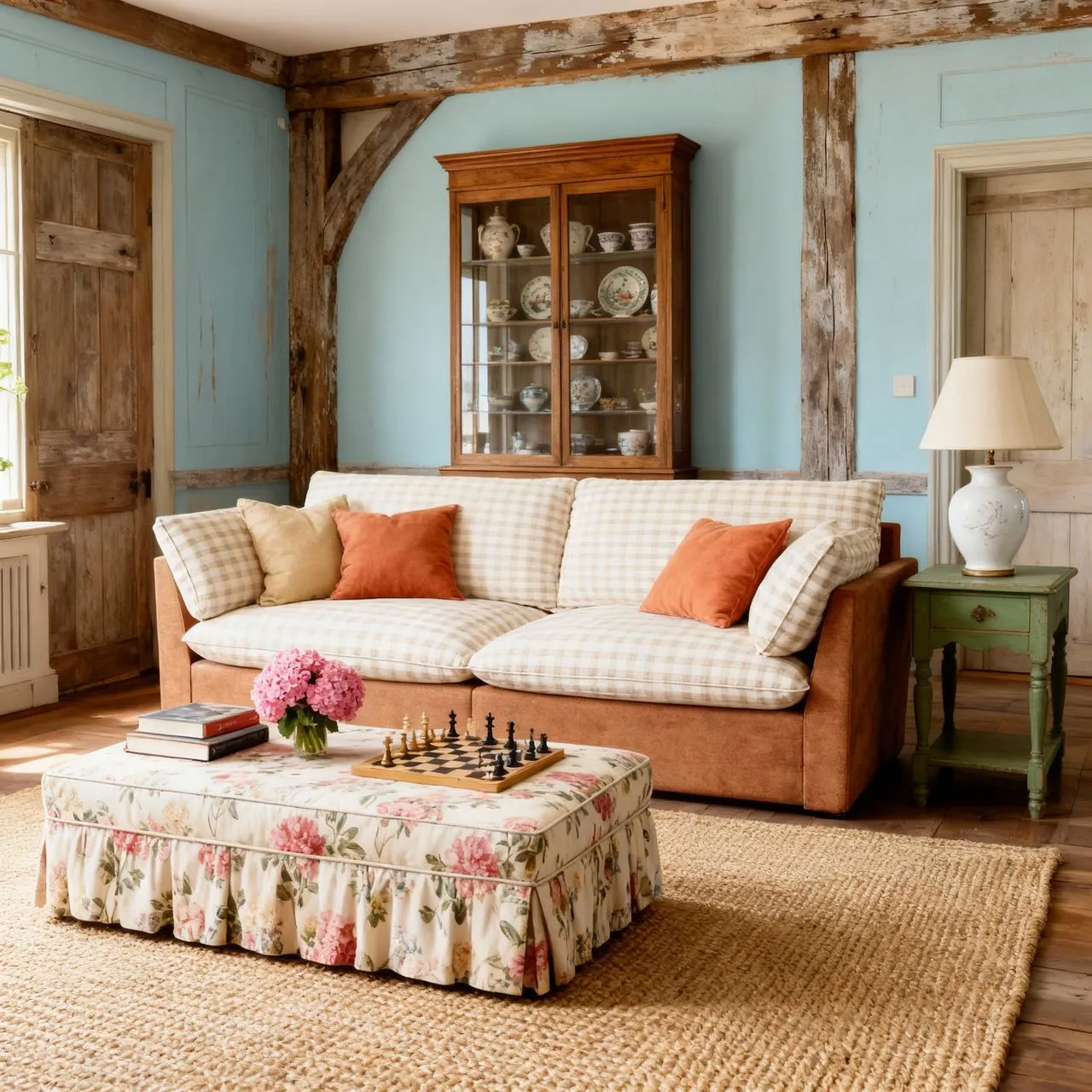 Cottonfy Check & Striped Sofa with Removable Covers - Cotton