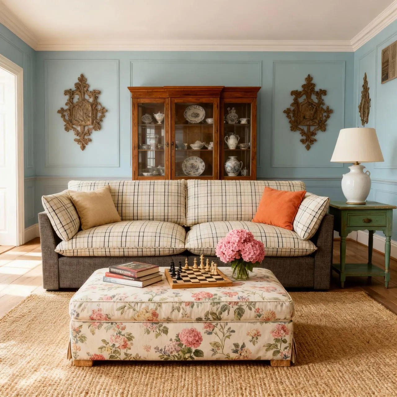 Cottonfy Check & Striped Sofa with Removable Covers - Cotton