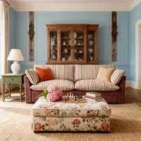 Cottonfy Check & Striped Sofa with Removable Covers - Cotton